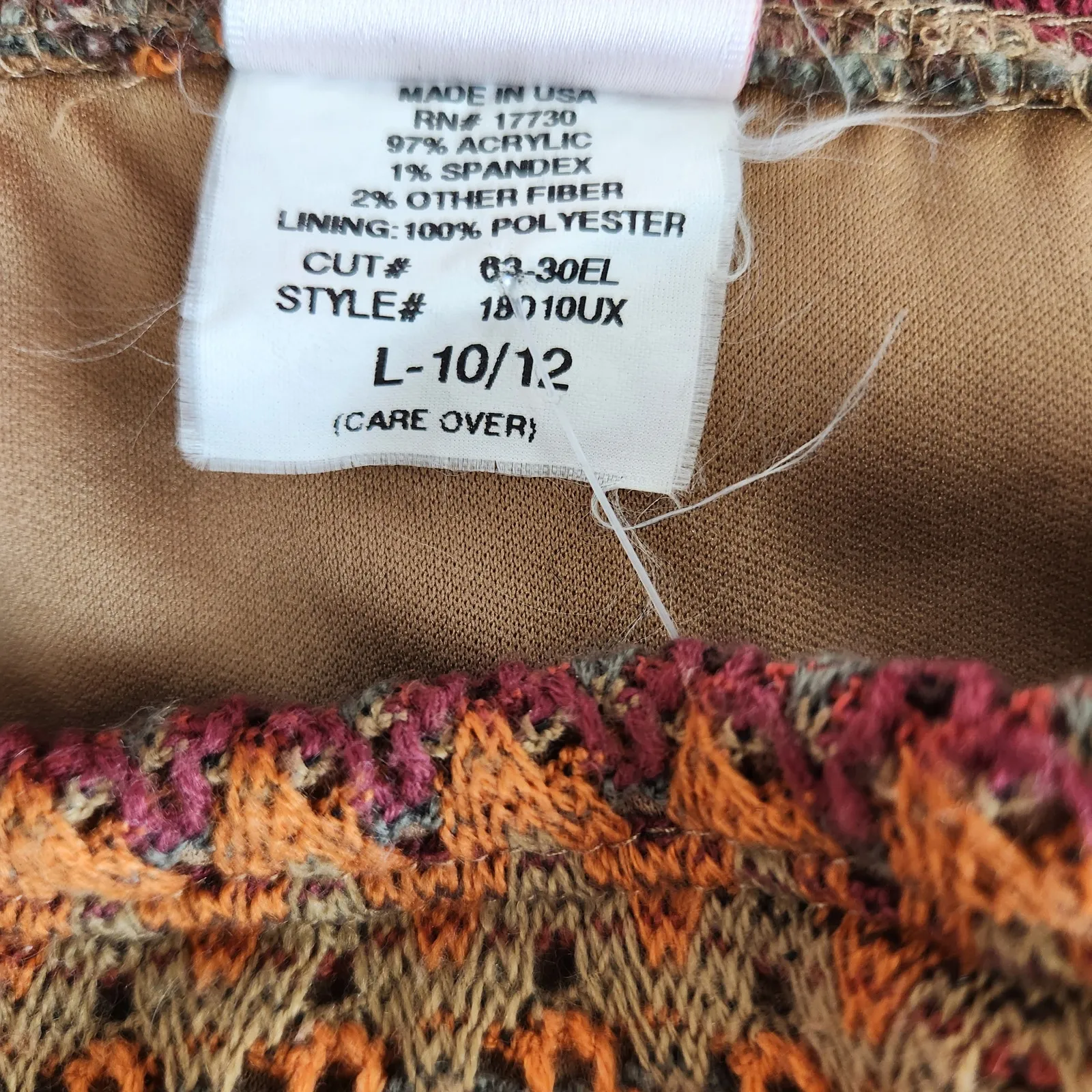 Vintage Y2K Xhilaration Zig Zag Crochet Knit Mini Skirt Fall Brown Orange L - Image 5