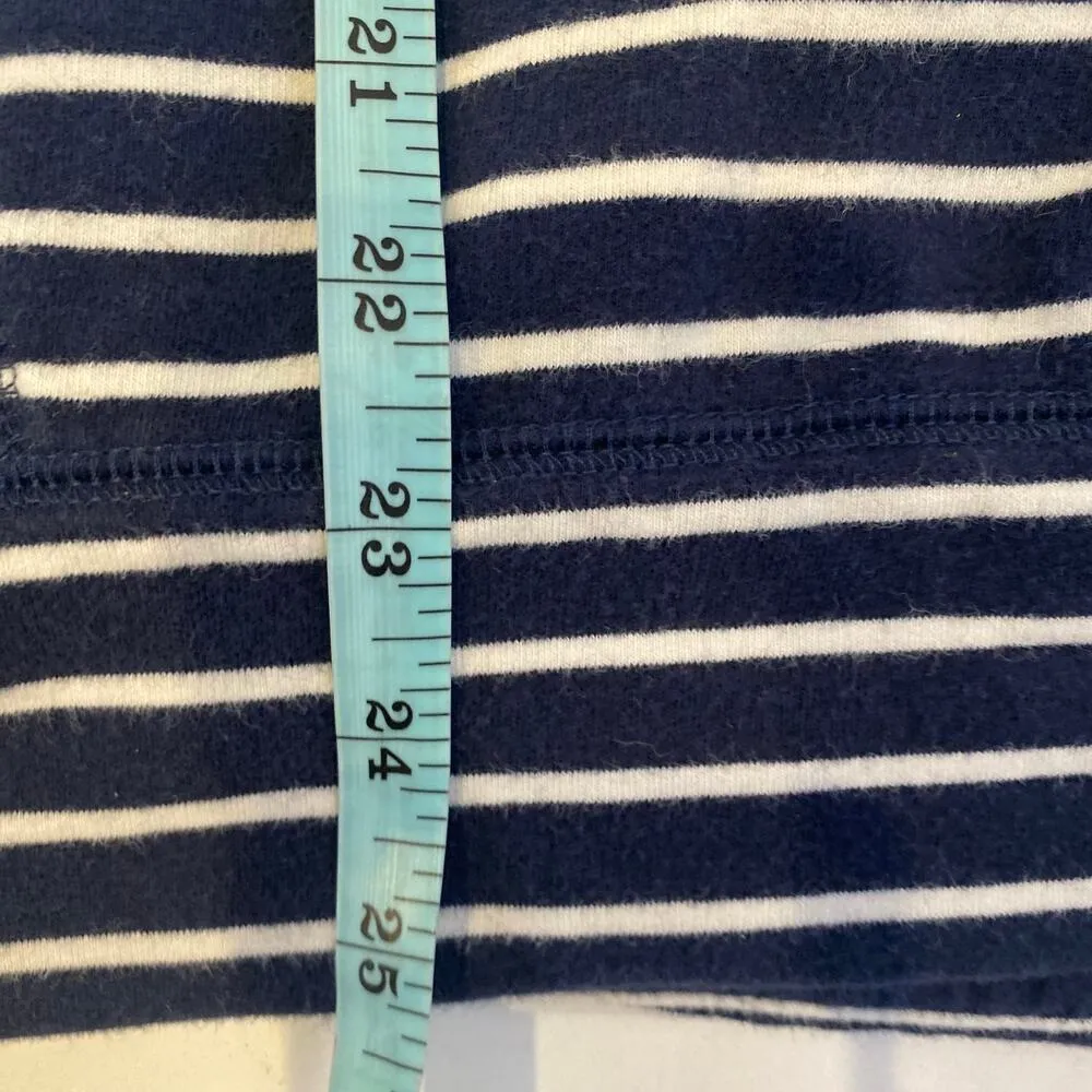 L.L. Bean Navy Blue & White Striped Partial Zip Sweatshirt EUC Sz Sm Cotton - Image 10