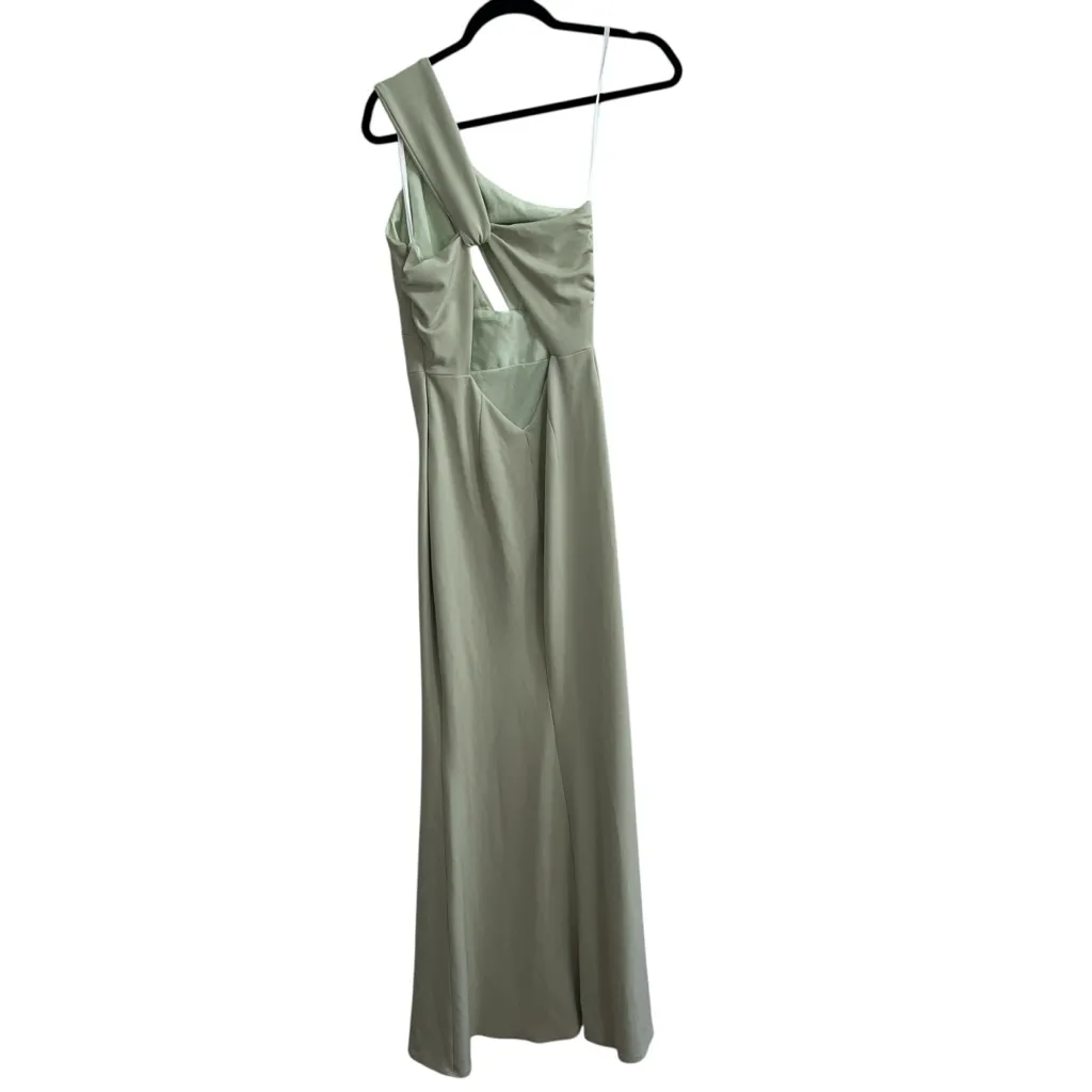 NEW NWT Katie May X REVOLVE Edgy One Shoulder Maxi Gown In Sage Green - Image 8