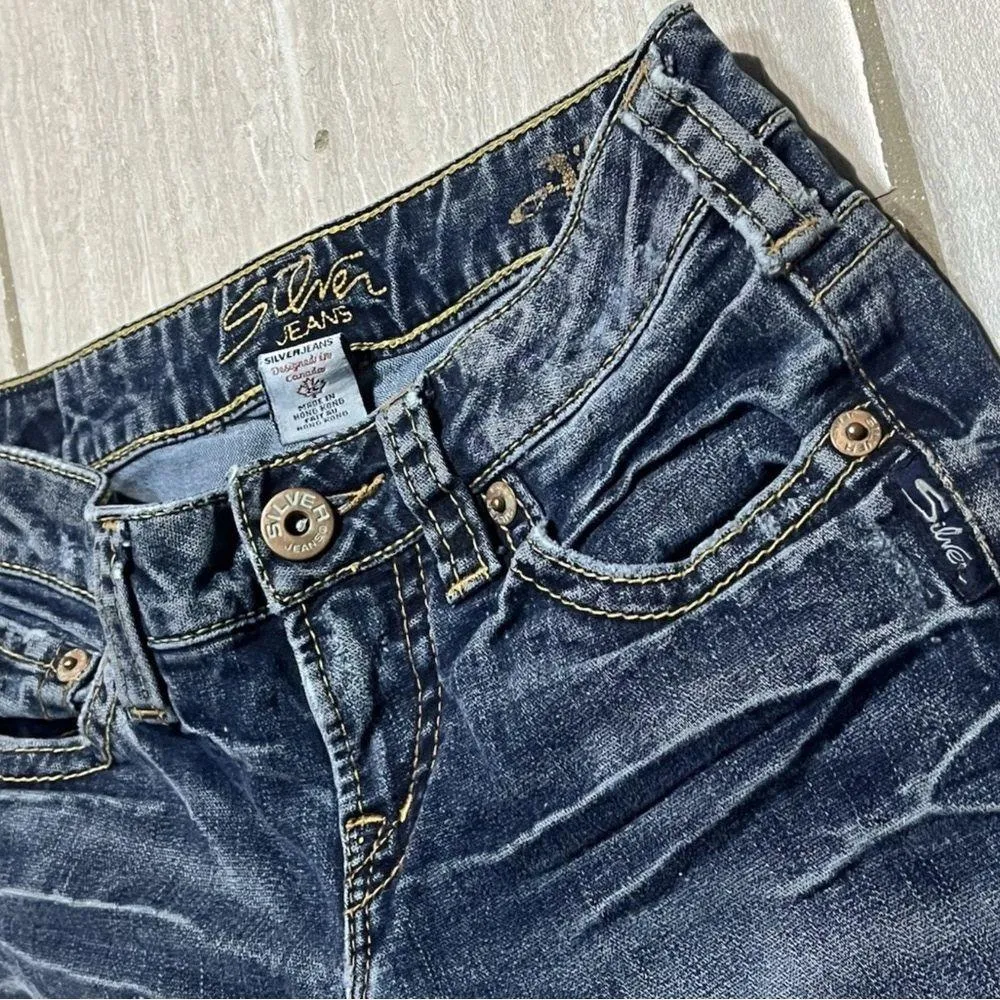 Silver Jeans Aiko Mid Boot Women 26X38 Blue Denim Western Distressed Cowgirl - Image 4