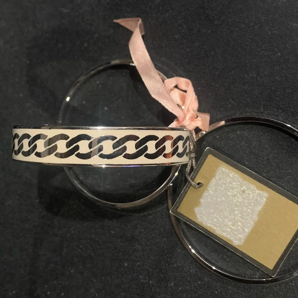 Juicy Couture Pam & Gela White Silver Bangle Bracelet Set Brand New - Image 5