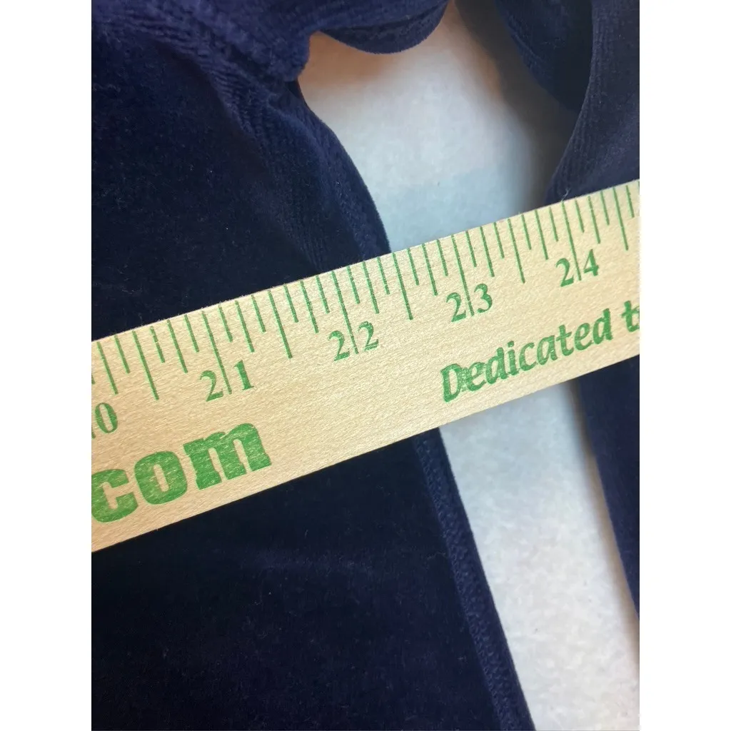 Eddie Bauer Velour Hoodie Navy Blue Full Zip Pockets Hooded Sweatshirt Women L - Image 8