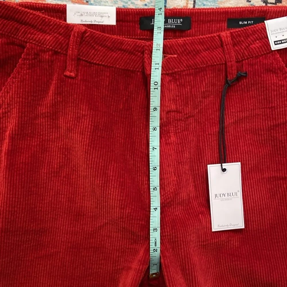 NWT Judy Blue Corduroy High Rise Slim Fit Cargo Pants Red Women’s Size 31 - Image 10