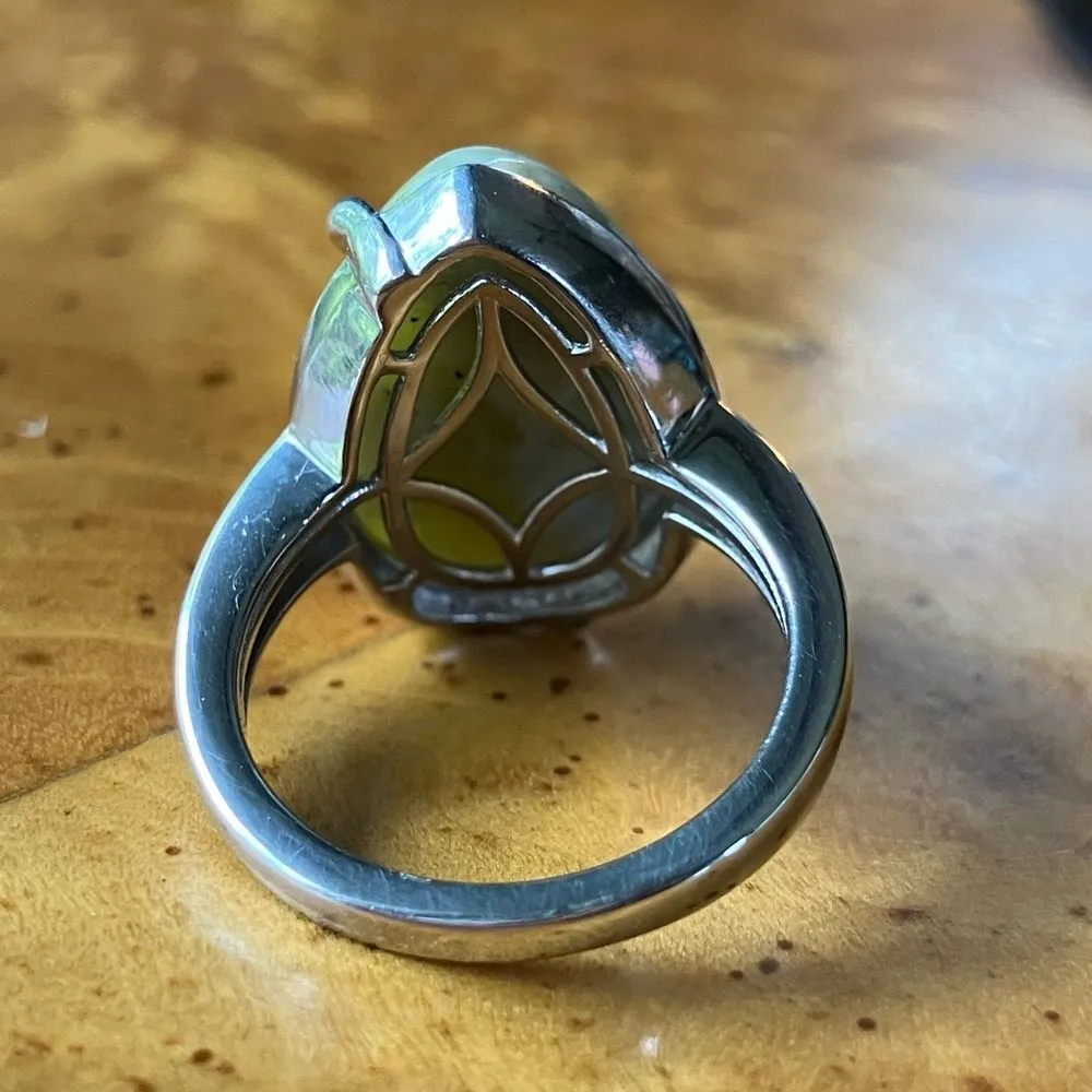 Natural Connemara Marble Sterling Silver Claddagh Ring Size 6 - Image 5