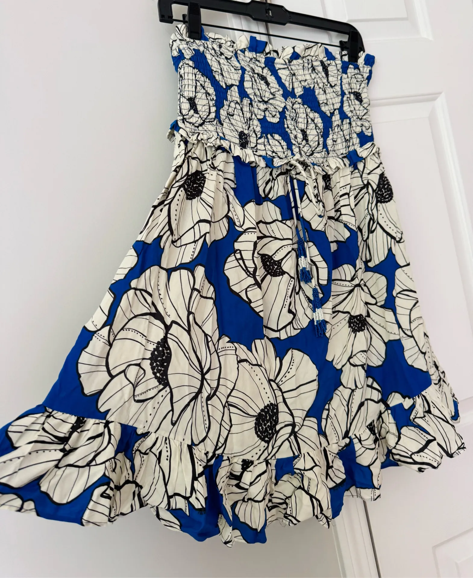 Farm Rio Floral Strapless Smocked Ruffle Mini Dress, Size S - Image 6