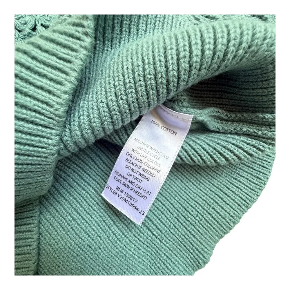 Altar'd State CROCHET CARDIGAN Women's SM Oil Blue Knit Crop Top Sweater NWOT - Image 4