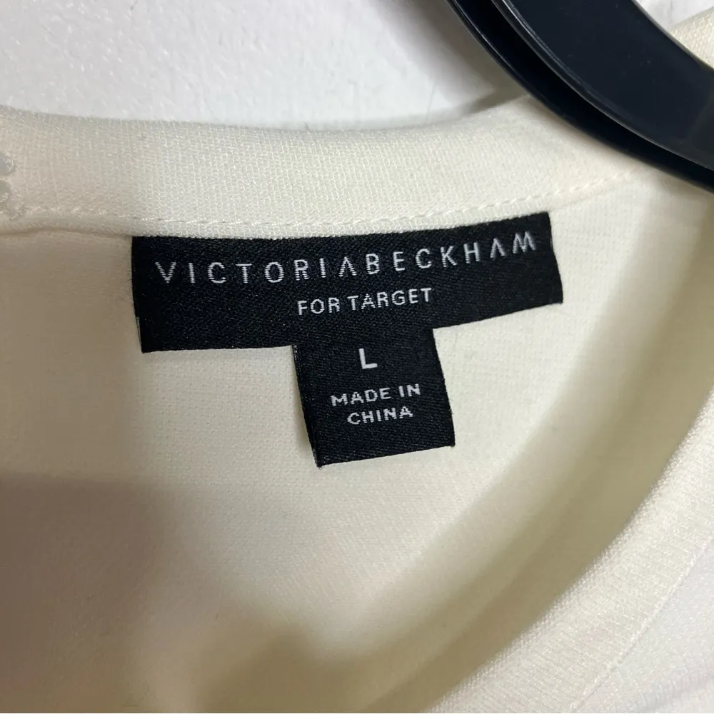 Victoria Beckham for Target‎ ivory & black scalloped sleeve blouse womens large - Image 6