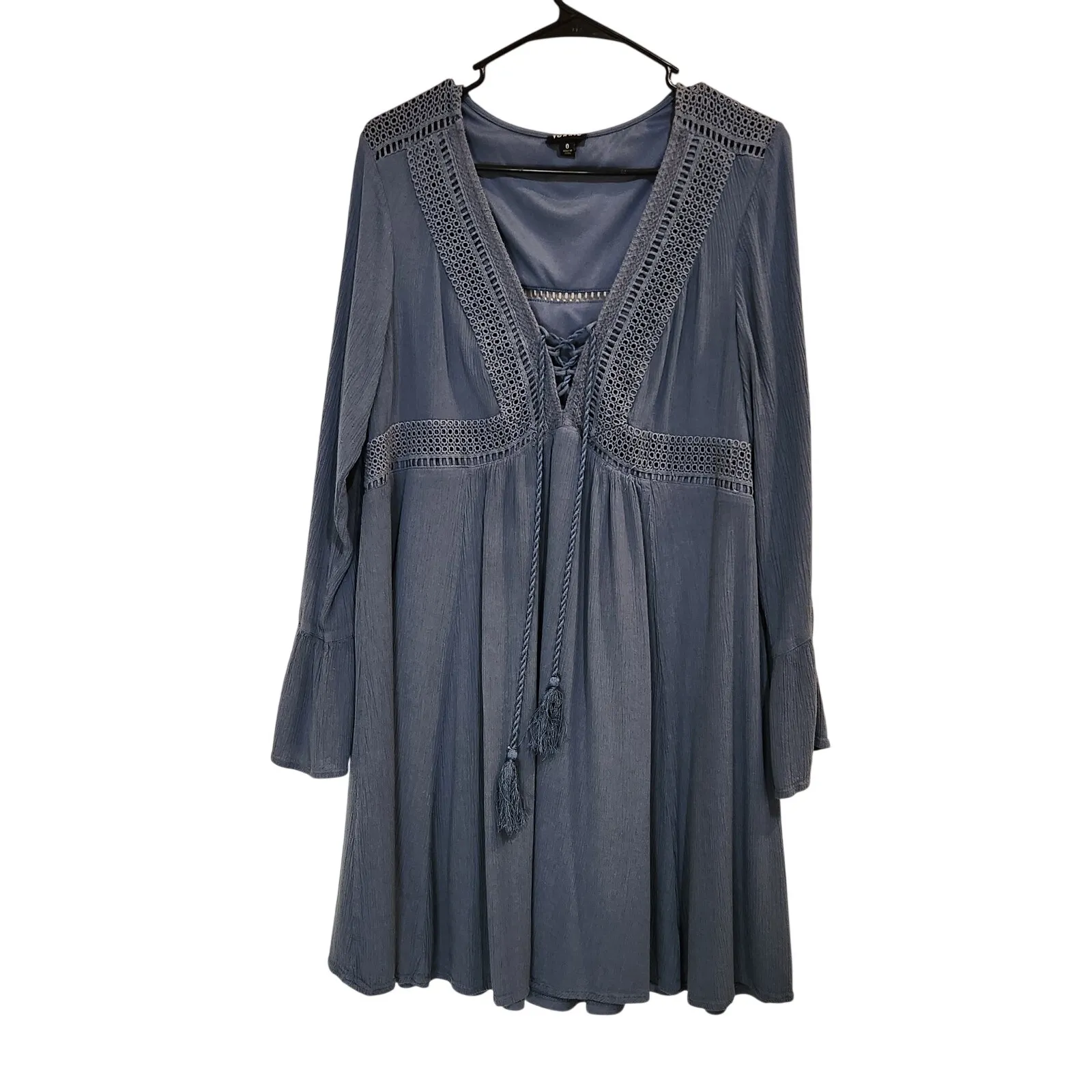 Torrid Crochet Above The Knee Boho Bearing Sea Gauze Lace Up Skater Dress 0X - Image 2