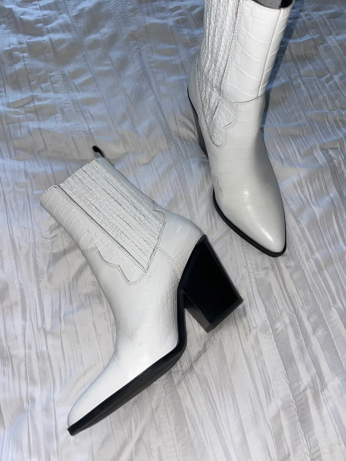ALDO White Cowgirl Booties - Image 4