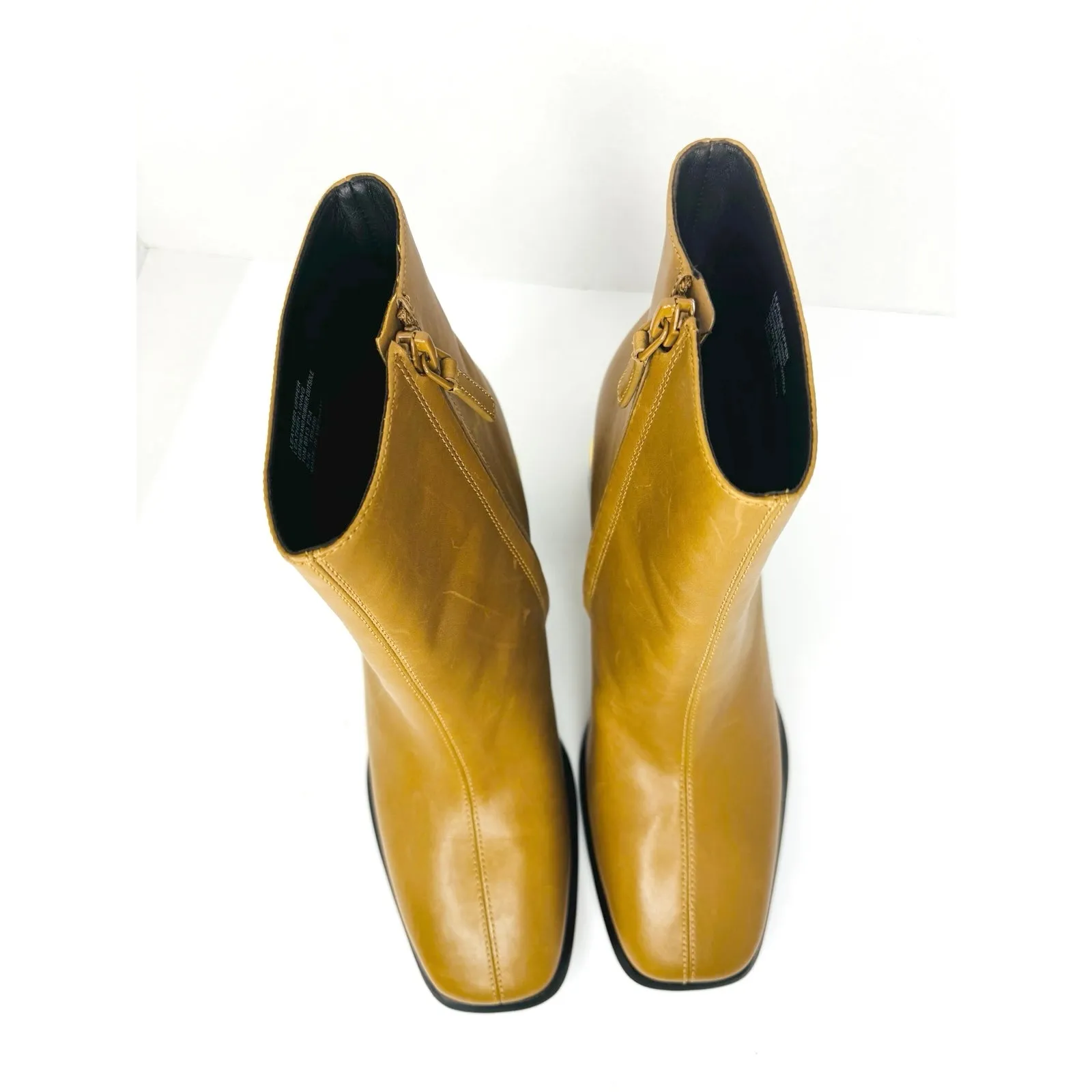 Tory Burch Tan Almond Leather Block Heel Ankle Boots Size 10 M Designer Booties - Image 11
