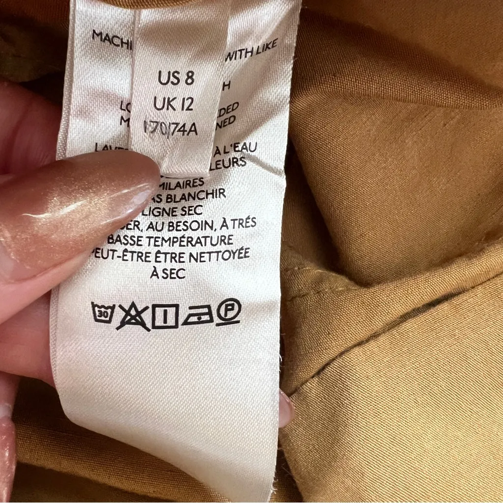 Maeve Anthropologie Colette Wide Leg Cropped Pants Ochre Mustard Linen Blend 8 - Image 8