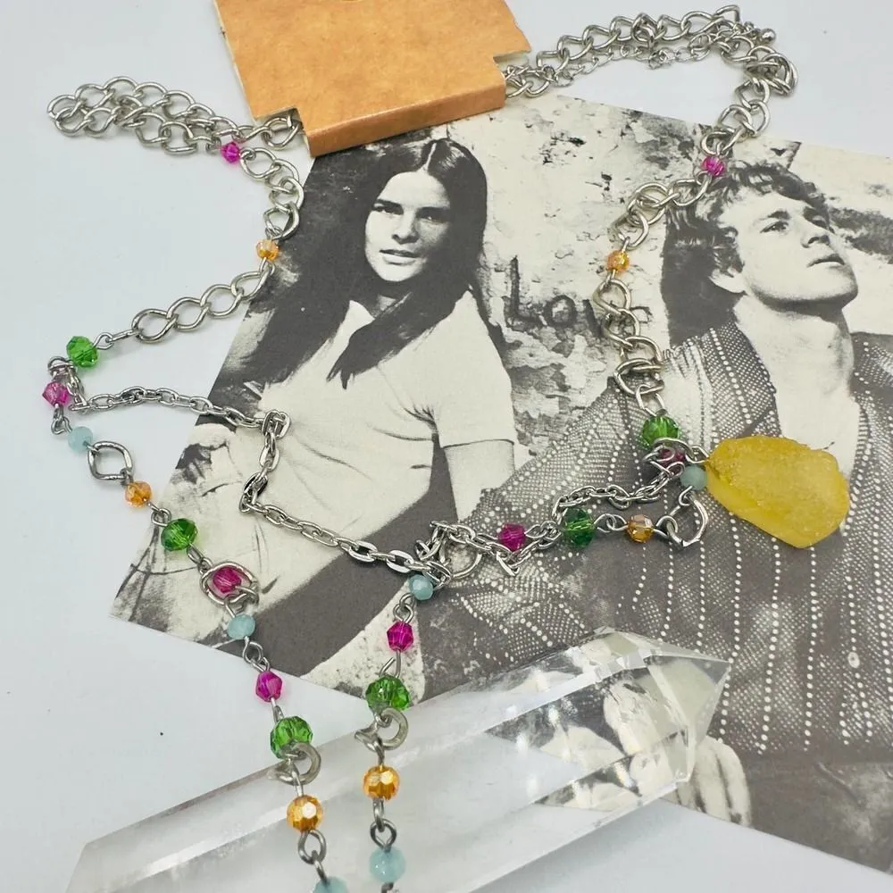 Hamza Tigers Eye Crystal Necklace Silver - Image 4