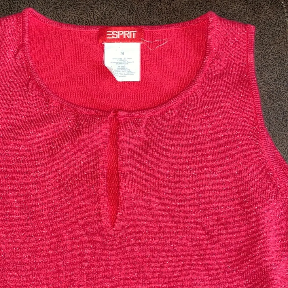 Y2K Espirit sweater tank top pink glitter knitted sleeveless M vintage retro - Image 5