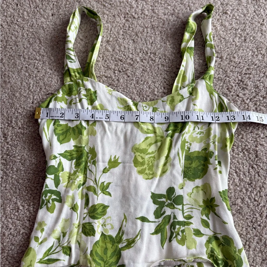 Reformation Hester Green Floral Top cami summer viscose rayon boho blouse size 0 - Image 11