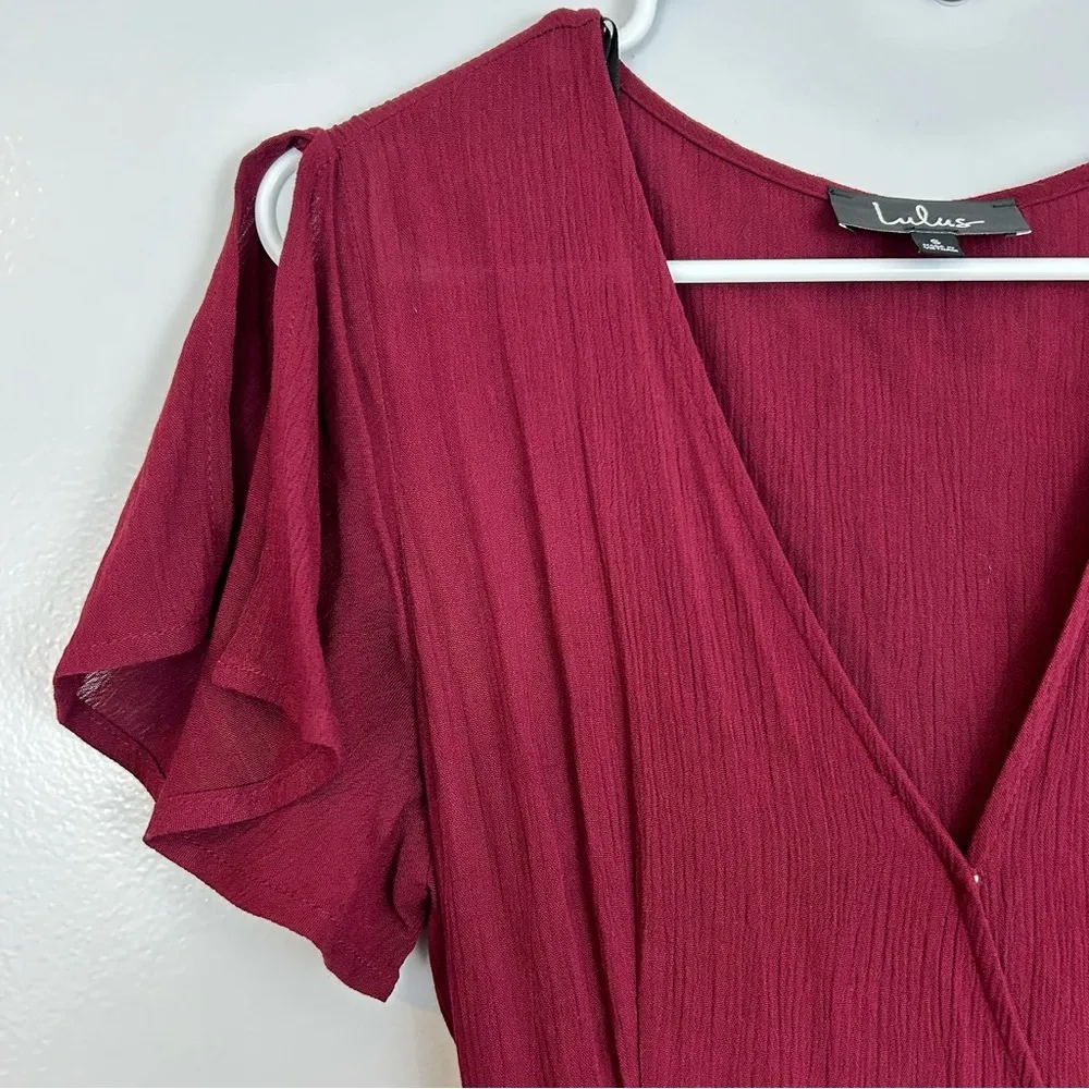 Heart of Marigold Burgundy Wrap Maxi Dress Size Small - Image 3