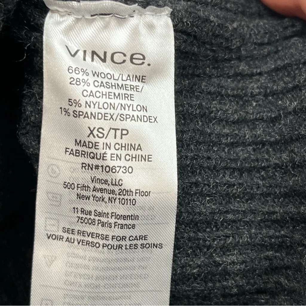 Vince Ribbed‎ Wool Cashmere Blend Charcoal Grey Gray Knit Midi Skirt Size XS NEW - Image 6