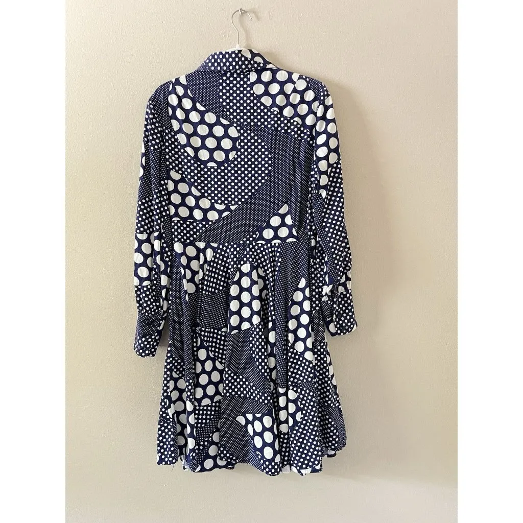 Vintage Patchwork Dress Polka Dot Art Wear Teacher Miss Frizzle Hippie 70s Retro Blue - Image 5