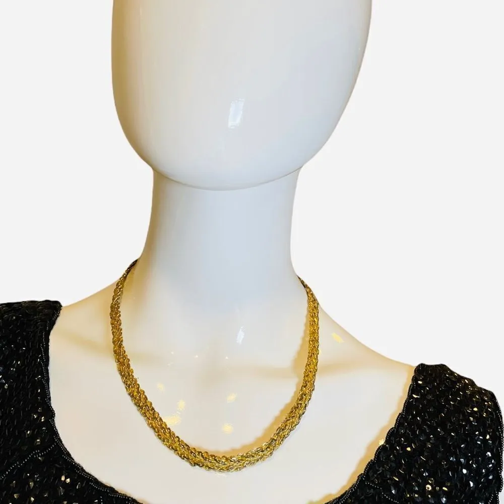 Chunky Gold Chain Braided Necklace 20 inches Vintage Mob Wife Gold Necklace - Image 3