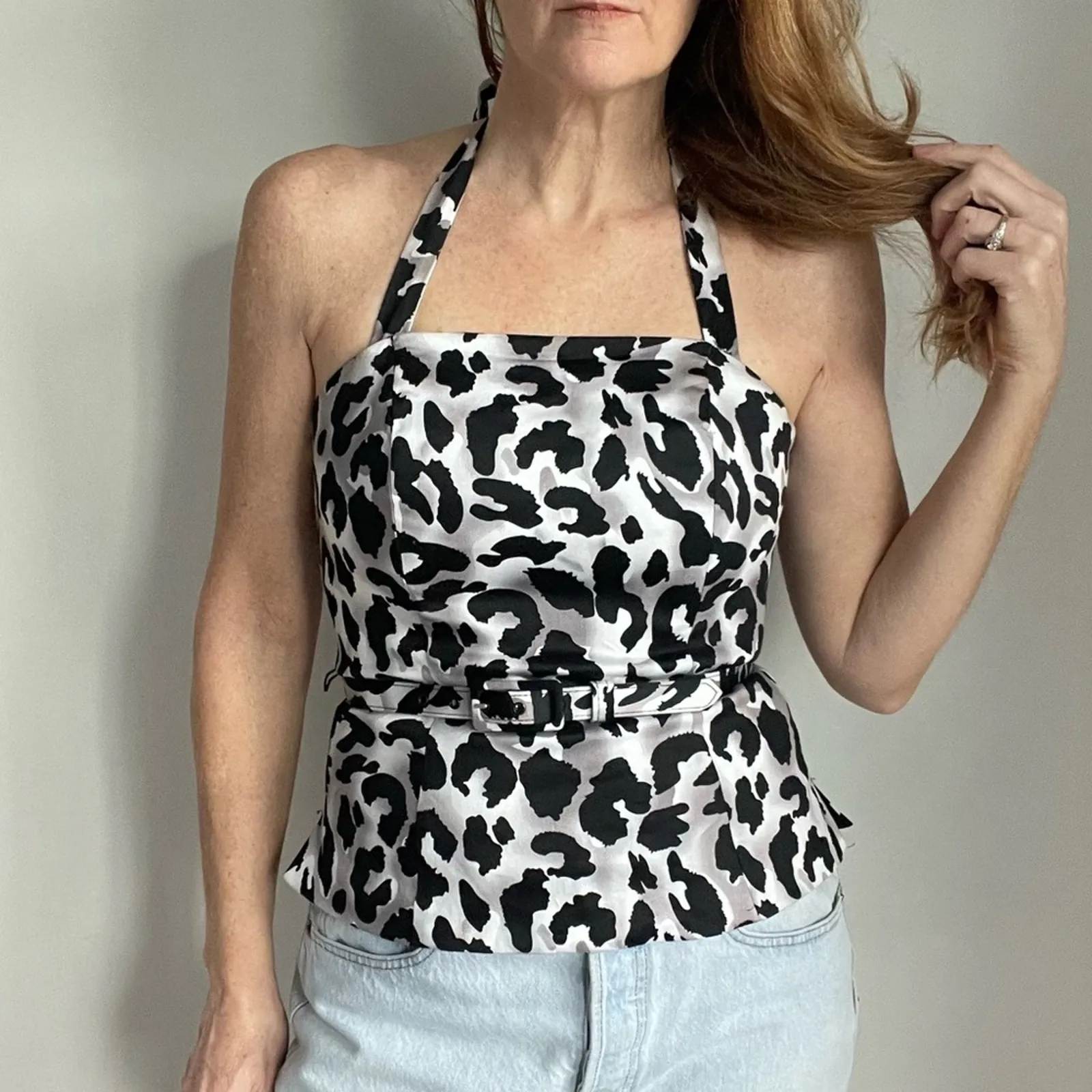 Vintage y2K 90s Animal Print Pencil skirt Top Set Black Grey Sexy Vampy Clubwear - Image 4