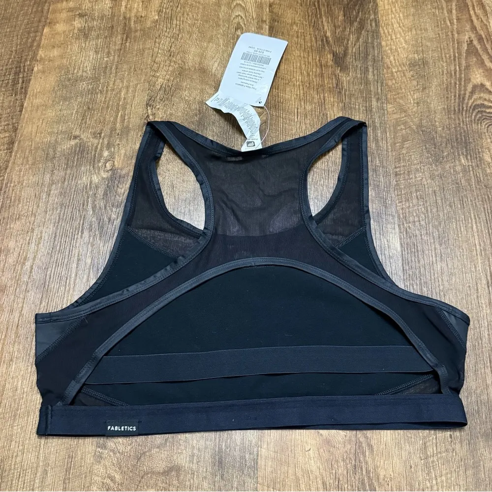 NWT Fabletics Tropez Sports Bra Sz XL Black Metallic Sheen Strappy Open Back - Image 5
