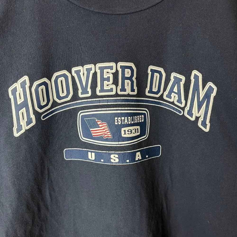Hoover Dam USA T Shirt Vintage Y2K Medium M Blue Graphic Tee - Image 12