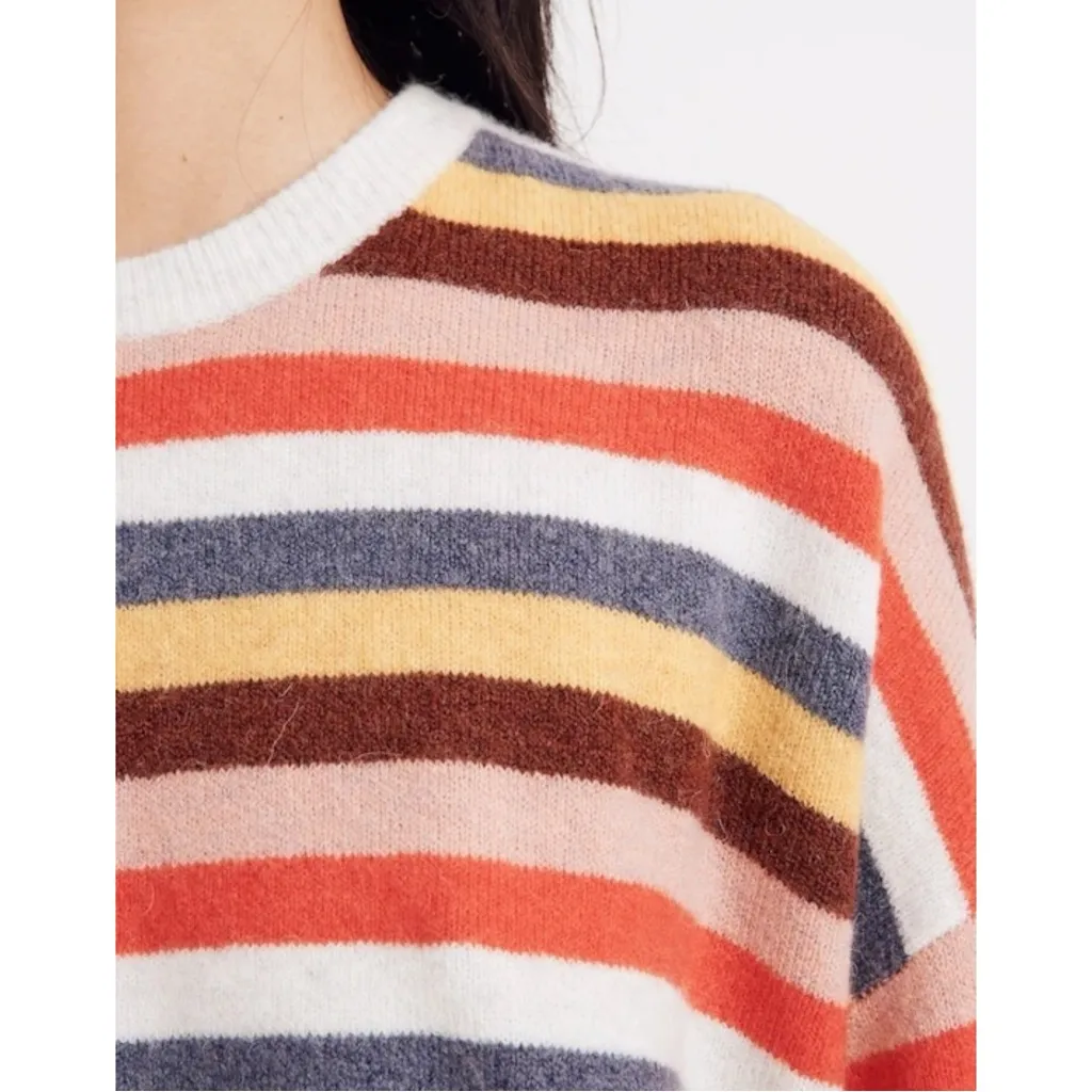 Madewell Cardiff Striped Crewneck Sweater in Coziest Yarn Size XS Preppy Boxy - Image 4