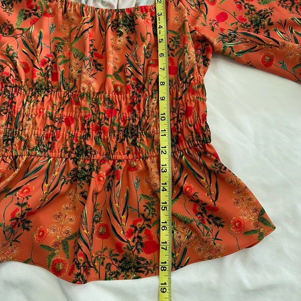 Boho Style Peach Floral Peasant Top Stretch Blouse Gianni Bini Sz Small LIKE NEW - Image 12