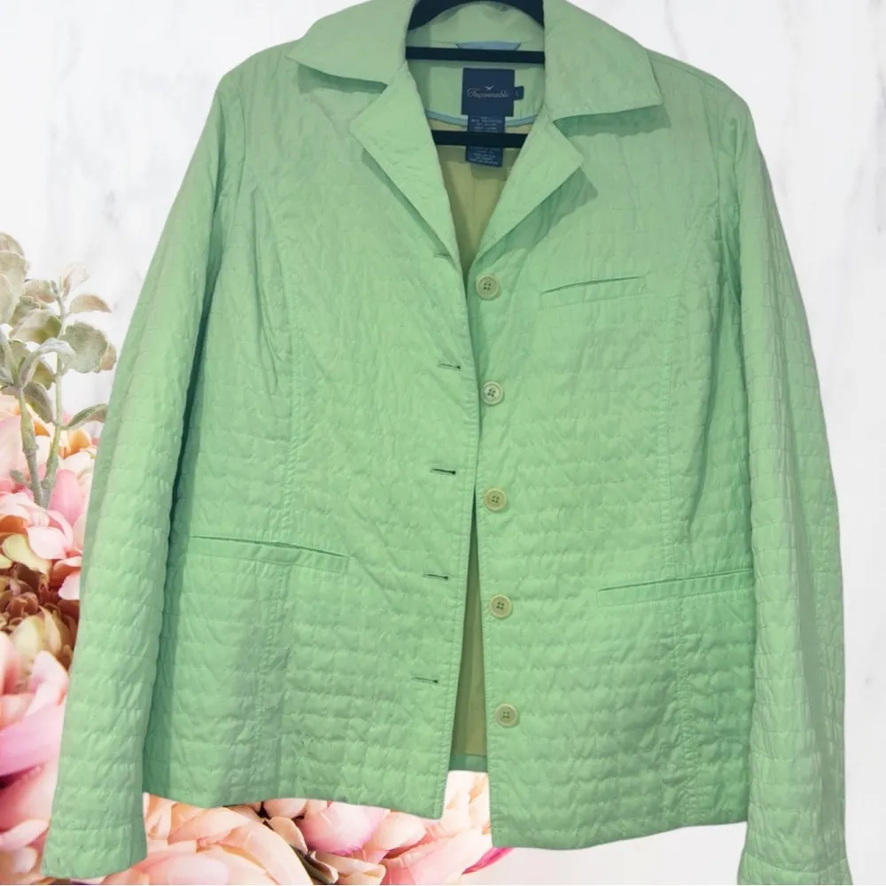 FACONNABLE Quilted Water Resistant
Jacket Button Front Green Sz L Size L - Image 7