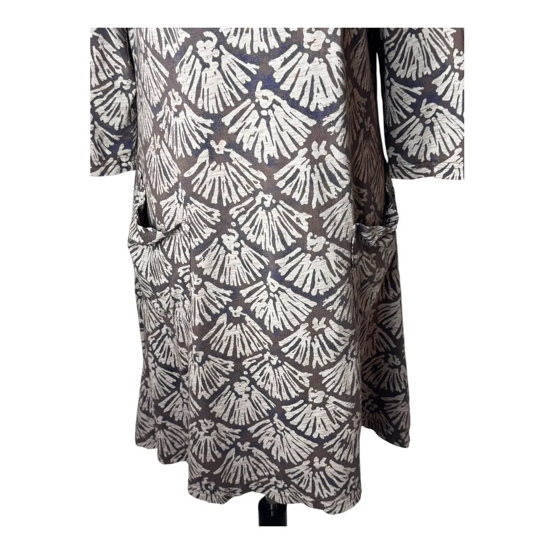 Fresh‎ Produce Dress Women Small Brown Geometric Cotton Mini Tunic Boho USA - Image 5