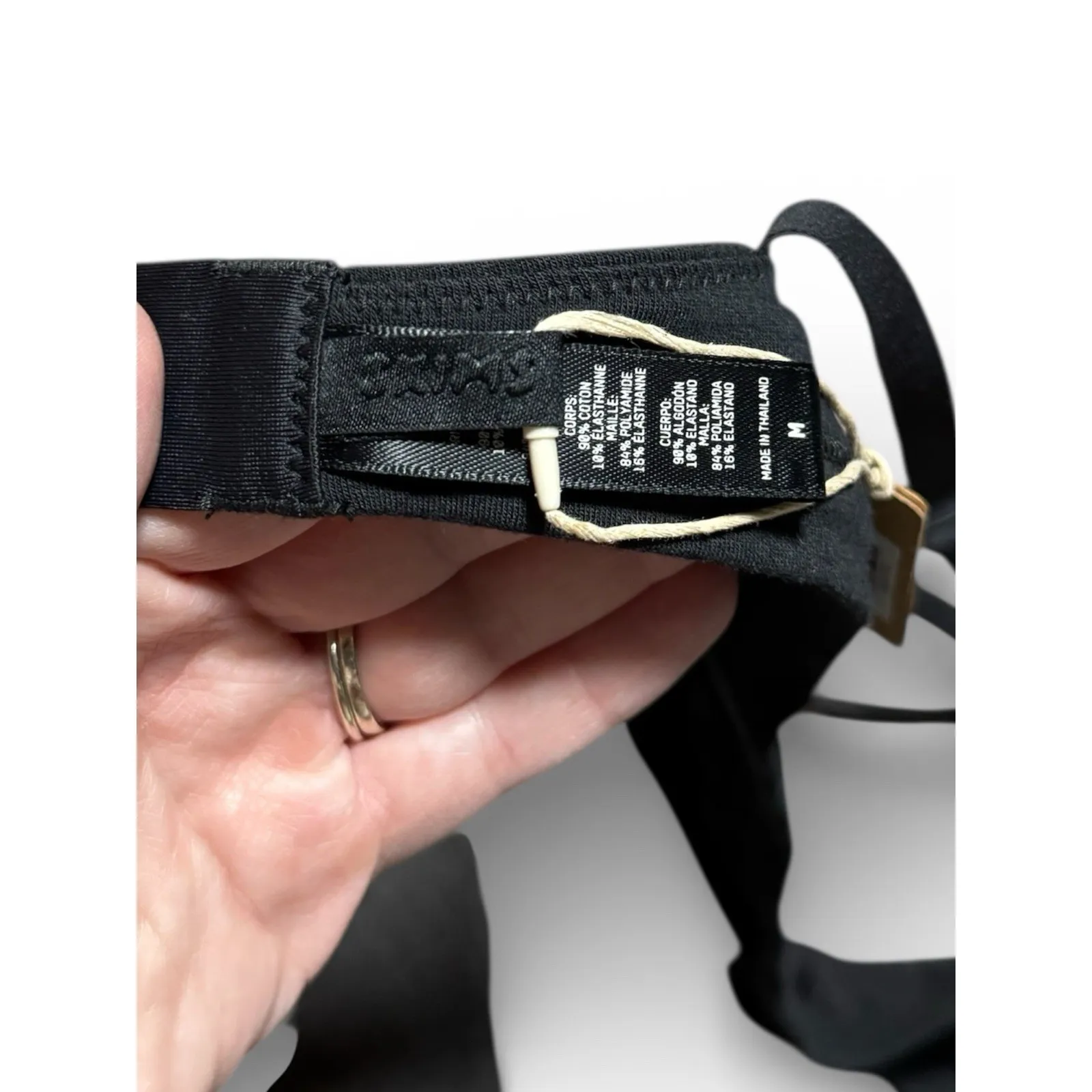 SKIMS NEW Black Soot Medium Fits Everybody Triangle Bralette Bra Hook Eye Comfy - Image 3