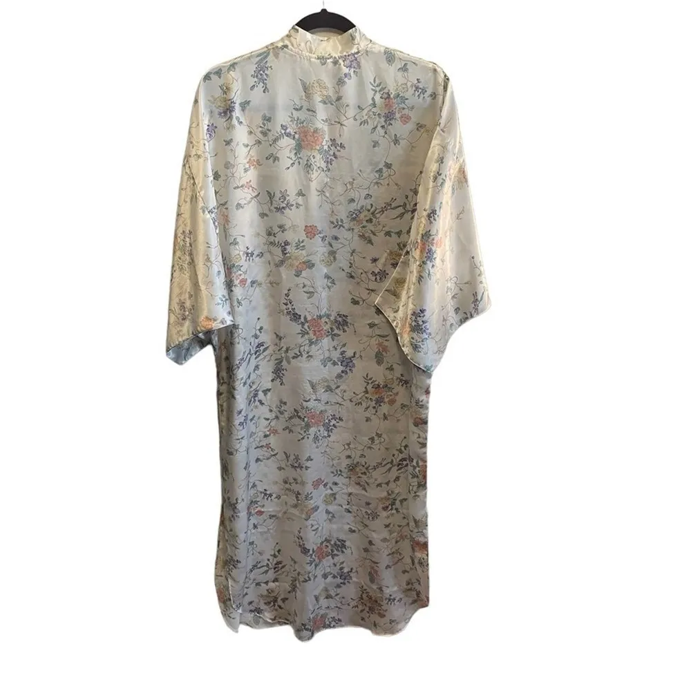 Barbizon Nightgown Floral Ivory Pink Size Large Vintage Kimono Mock Neck Rare - Image 8