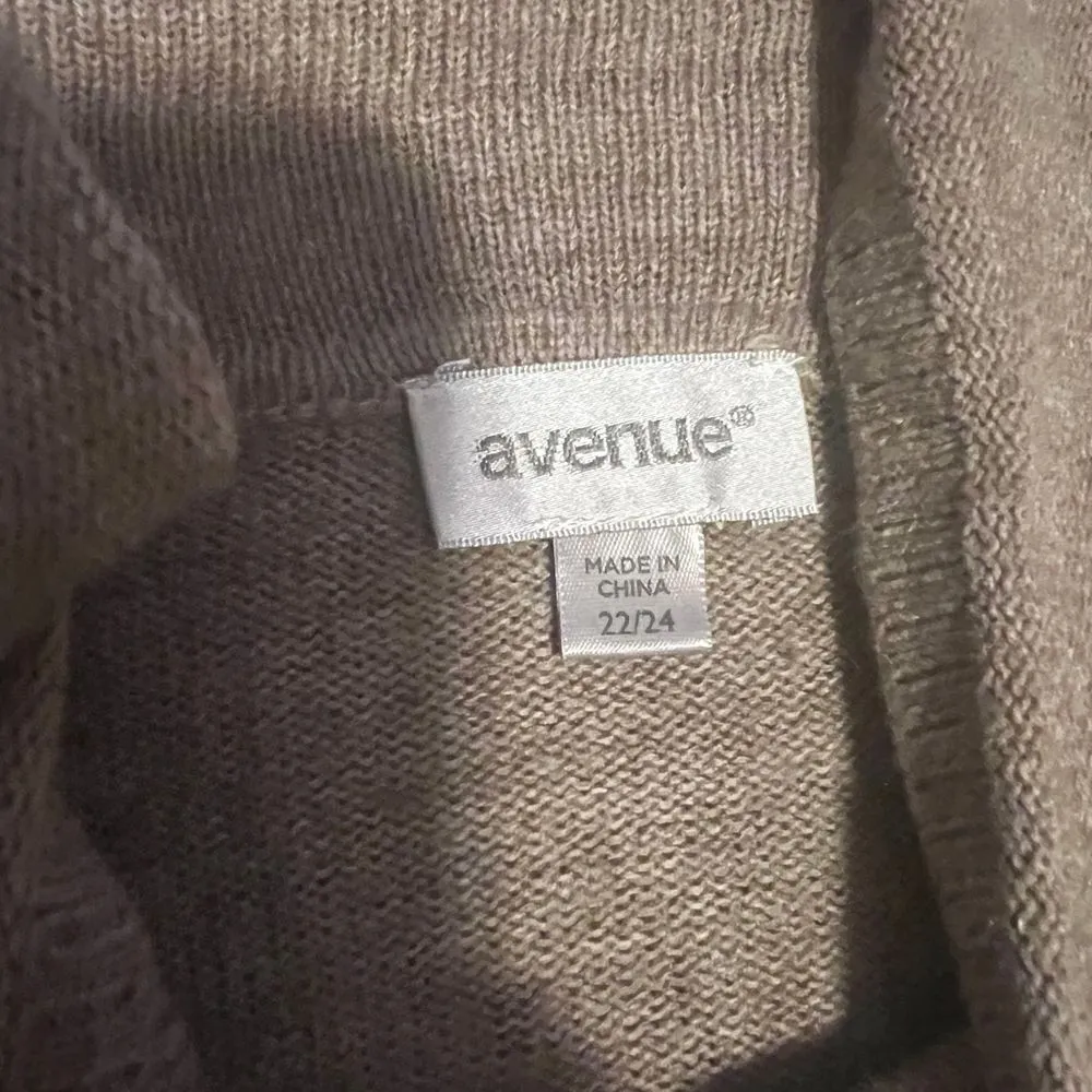 Avenue Taupe Turtleneck Sweater Soft‎ Knit Pullover Plus Size 22/24 - Image 3