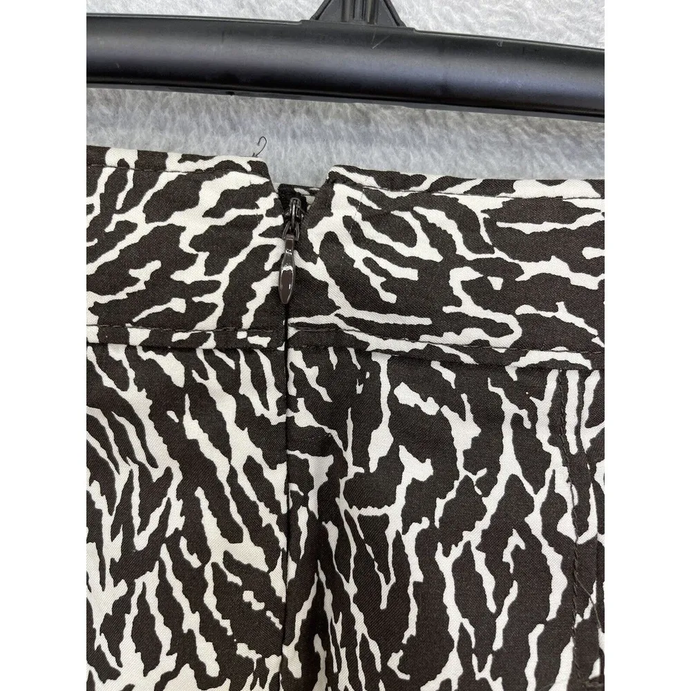 LOFT Ann Taylor Women's A Line Skirt Size 0 Petite Animal Print Lined Brown Silk - Image 5