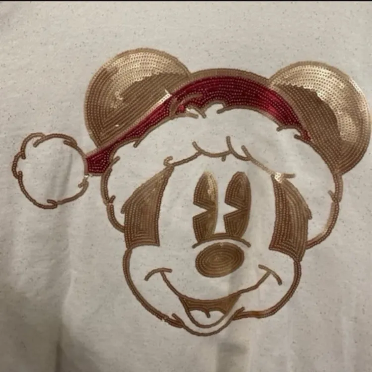 Disney parks Santa Mickey Mouse sequin gold glitter Christmas spirit jersey NWT - Image 6
