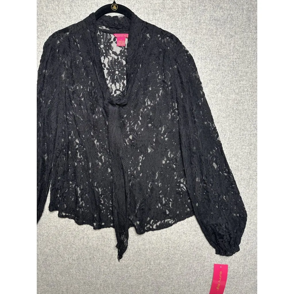NWT Sunny Leigh XL Womens Top Blouse Bow Bell Sleeve Lace Whimsigoth Romantic - Image 2