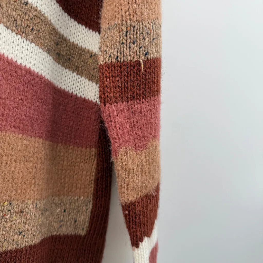 Elsamanda Wool Blend Cardigan Women’s Size Small Chunky Knit Earth Tones Italy Brown - Image 6