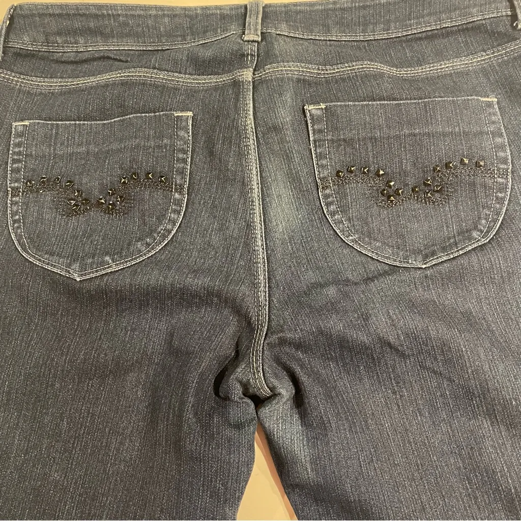 Jordache Straight Crop Denim Blue Jeans Women 12 Dark Wash Trendy Classic Chic - Image 6