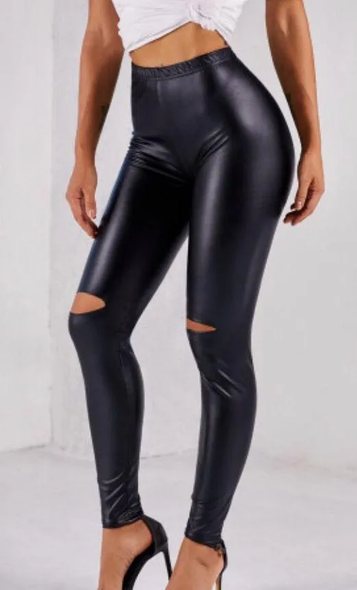 New Black Faux Leather Leggings. XL - Image 4
