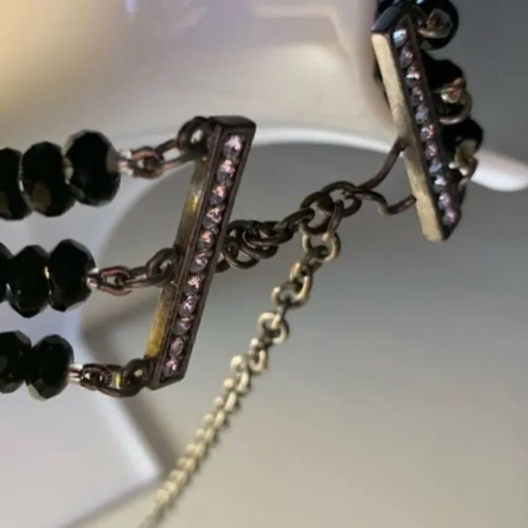 Y2K Vintage Antique Buckle/Beaded Choker‎ Black - Image 13