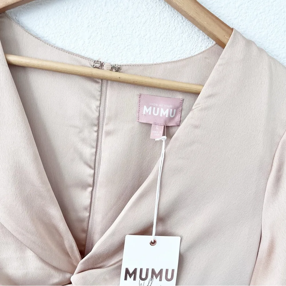 Show Me Your Mumu Rome Twist Maxi Gown in Champagne Luxe Satin - Image 3