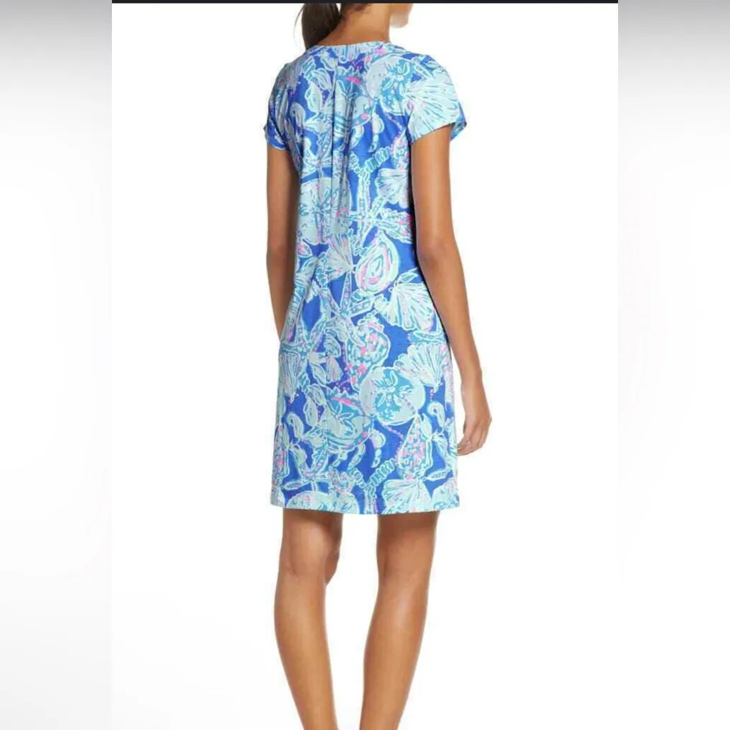 Lilly Pulitzer Amina Cap Sleeve Dress XS Blue Floral Knee Length Casual - Image 2