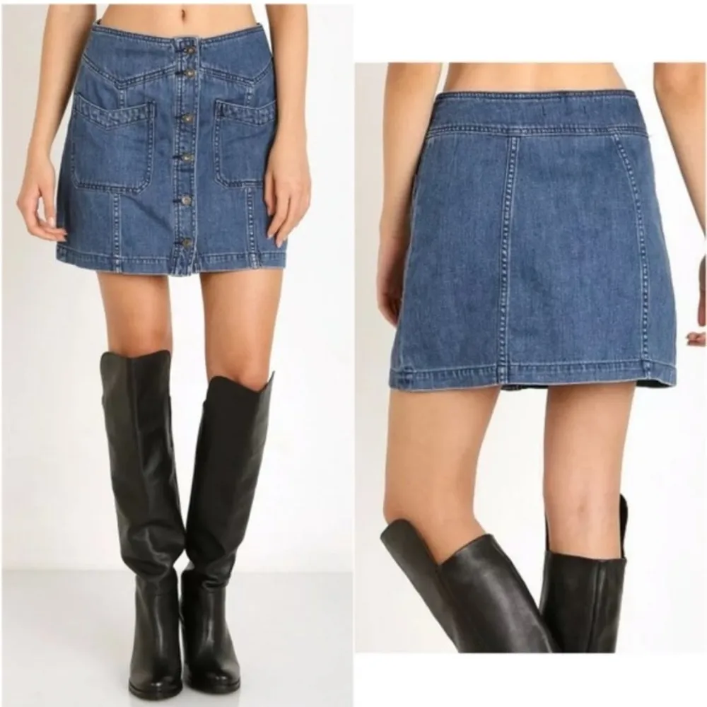 Free People We The Free Come a Little Closer Denim Mini Skirt 2 - Image 2