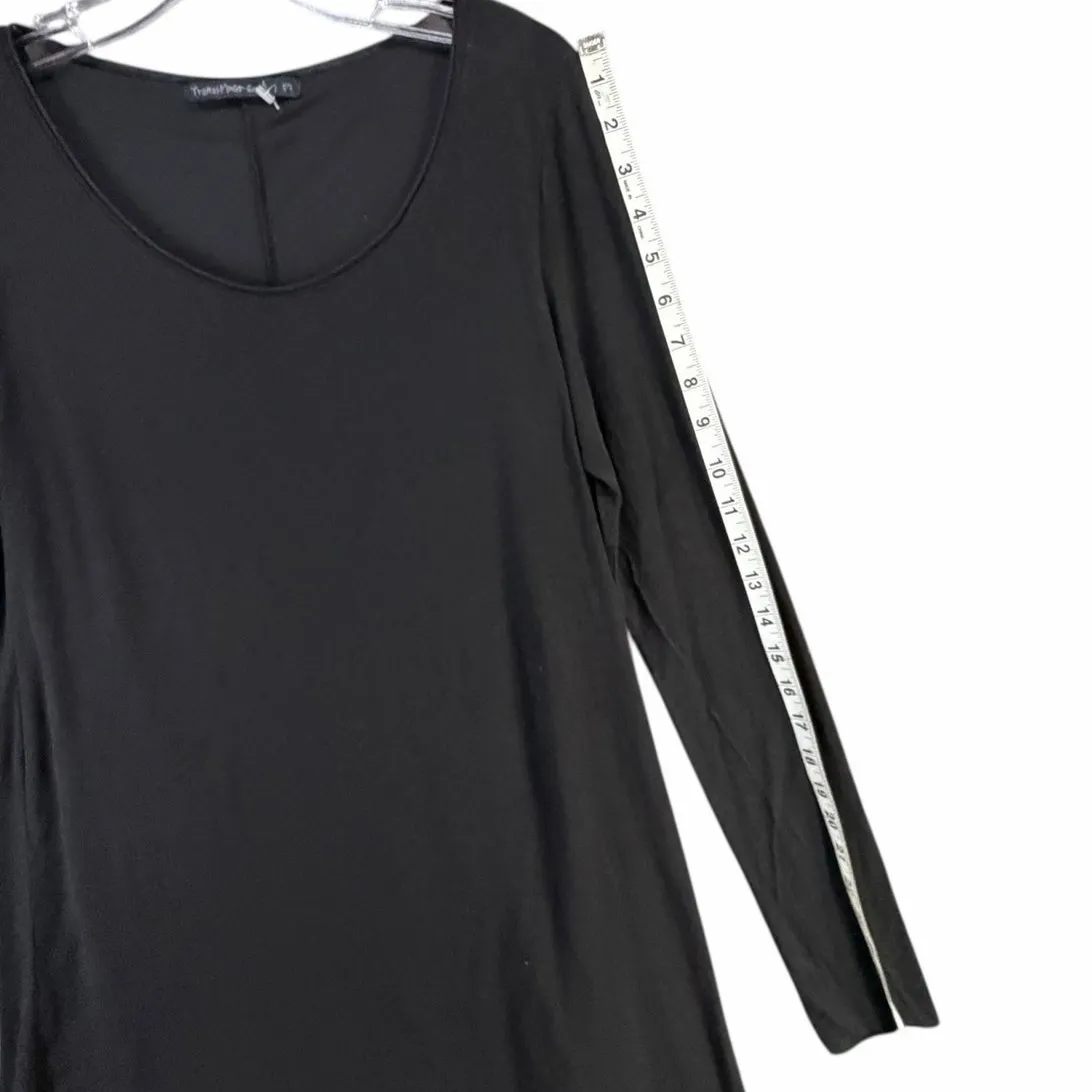 Transit Par Such T Shirt Dress M Black Modal Wool Stretch Asymmetric Lagenlook Size M - Image 11