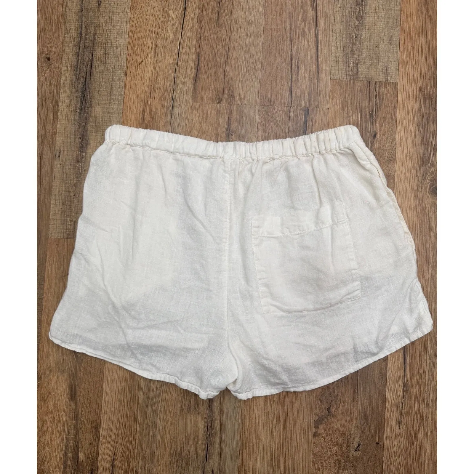 Anthropologie White Linen Drawstring Shorts XS Summer Beach Lounge - Image 2