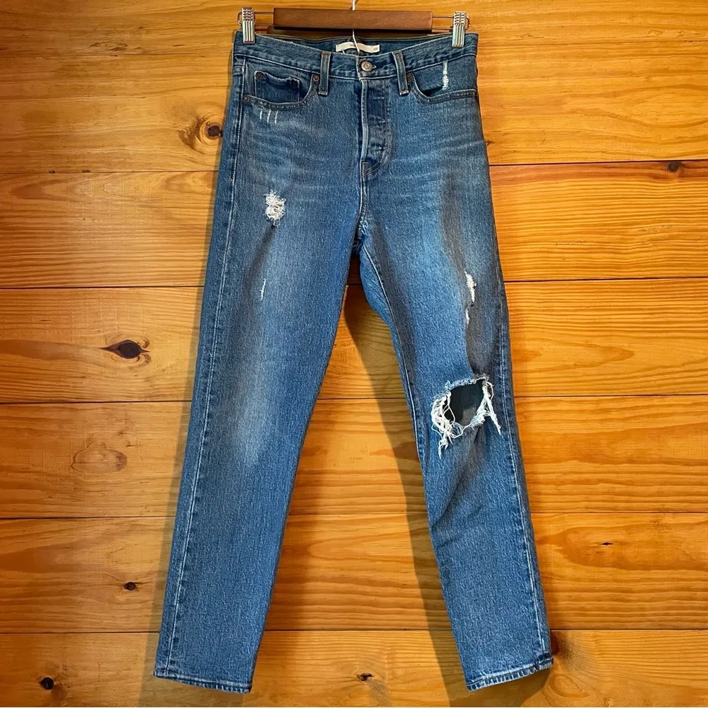 Wedgie Fit High Rise Distressed Ankle Jeans in Higher Love Medium Wash 26 - Image 2