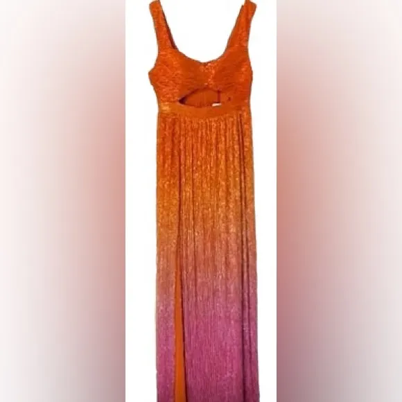 Dress‎ the Population Meredith Metallic Ombré Cutout Plissé Gown - Image 5
