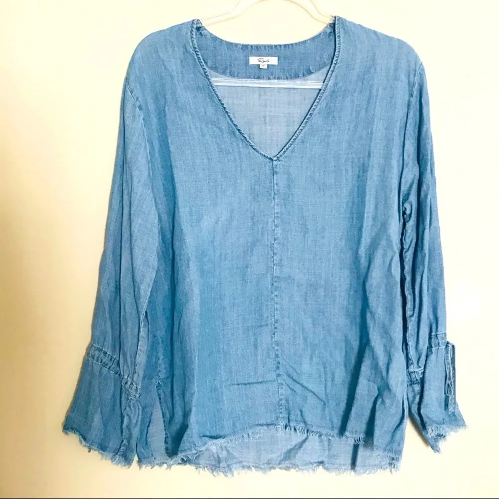RAILS Linen Blend Denim Lightweight Blouse Size Medium - Image 4