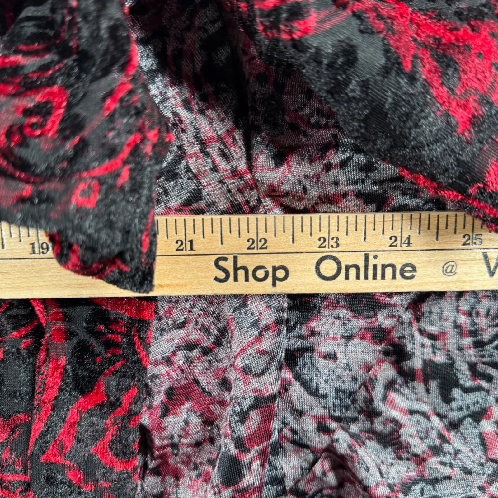 Slinky Brand Caftan Top Small Red Black Velvet Paisley Tunic Poncho Bohemian - Image 9