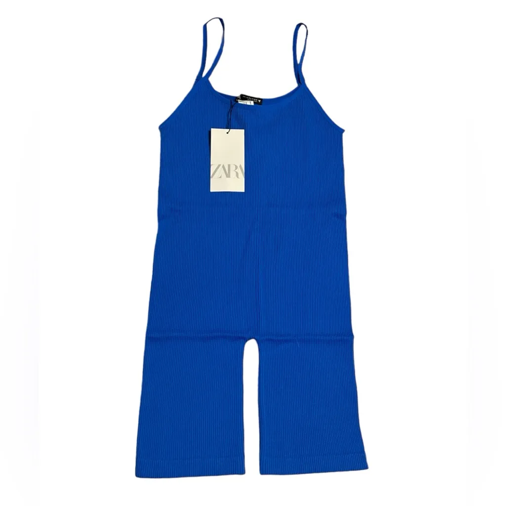 ZARA Peacock Blue Ribbed Romper - Image 2