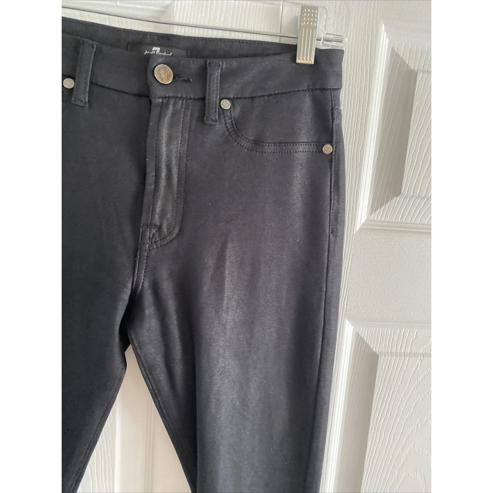 7‎ For All Mankind Women's 27 Black Suede Skinny Jean Moto Punk Goth Whimsy - Image 2